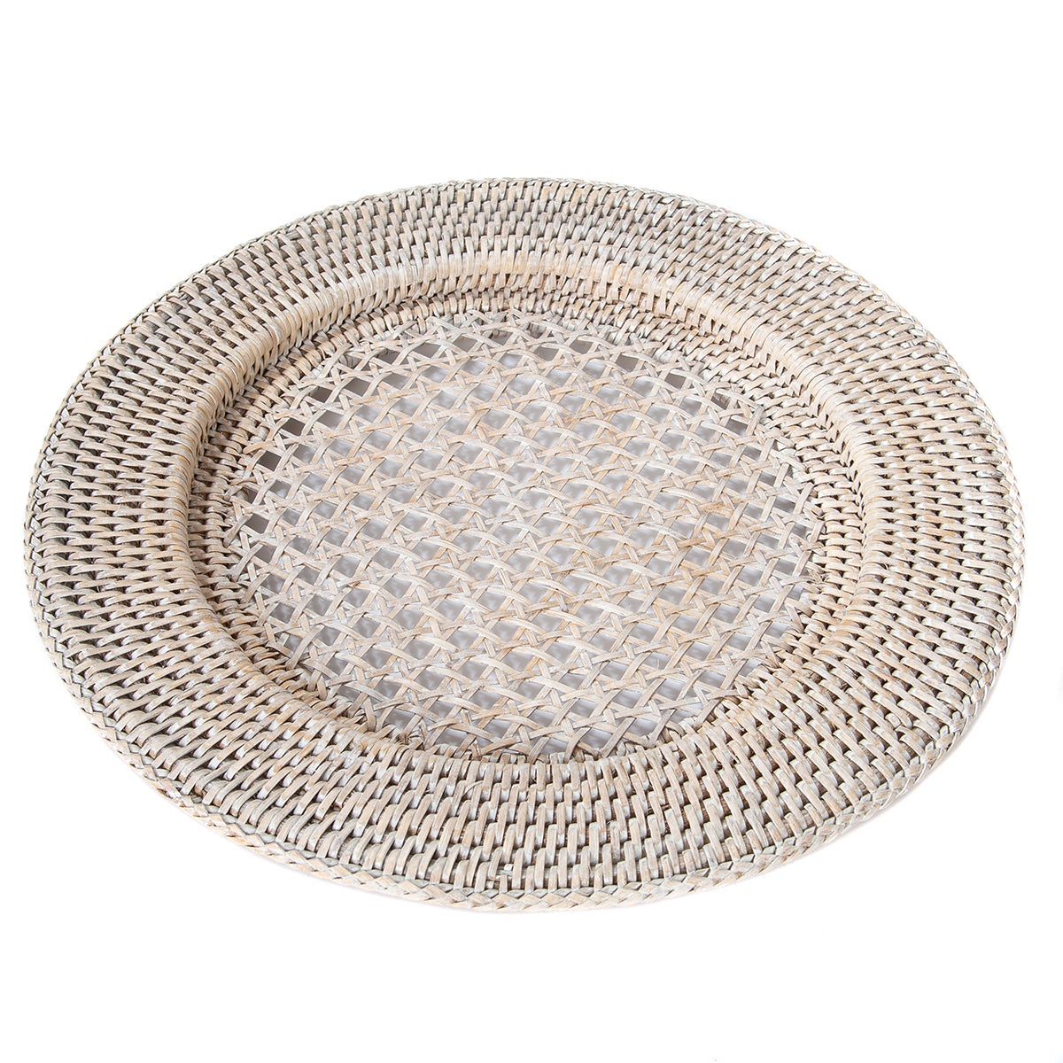Artifacts Trading Company Rattan Open Weave Charger White Wash